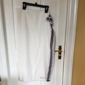 Giorgio Armani White Scarf with Striped Detail